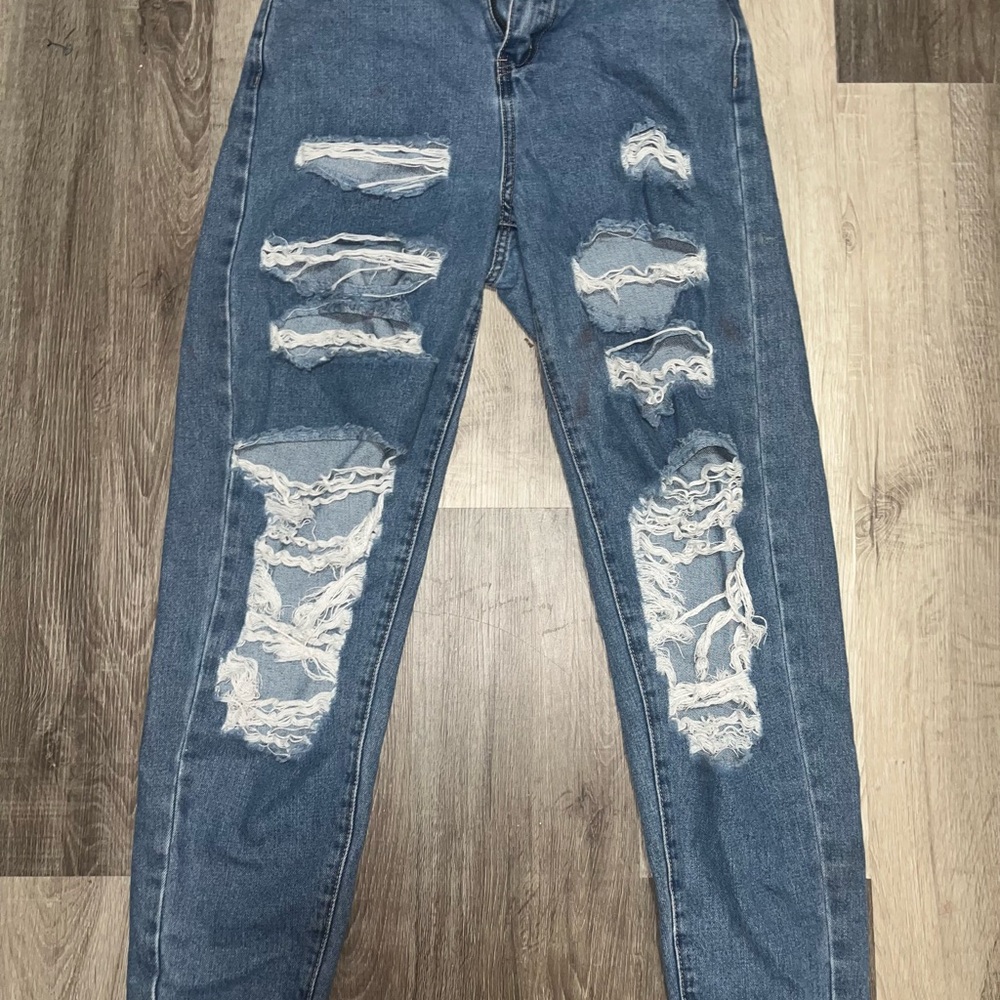SHEIN Women's Distressed Blue Flare Jeans